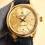 ROLEX Best Edition with 8215 Movement Gold Cowhide Black Watch Strap 40mm Watch